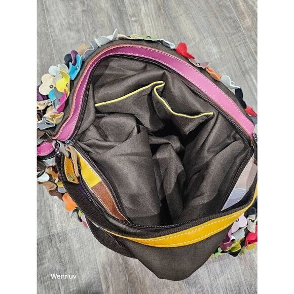 Leather Flower Petal Bohemian Hippie style purse - Picture 5 of 7